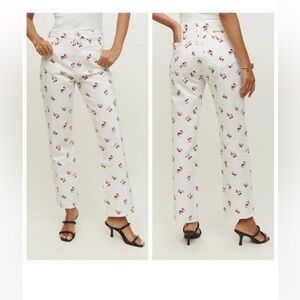 Reformation embroidered cherries jeans